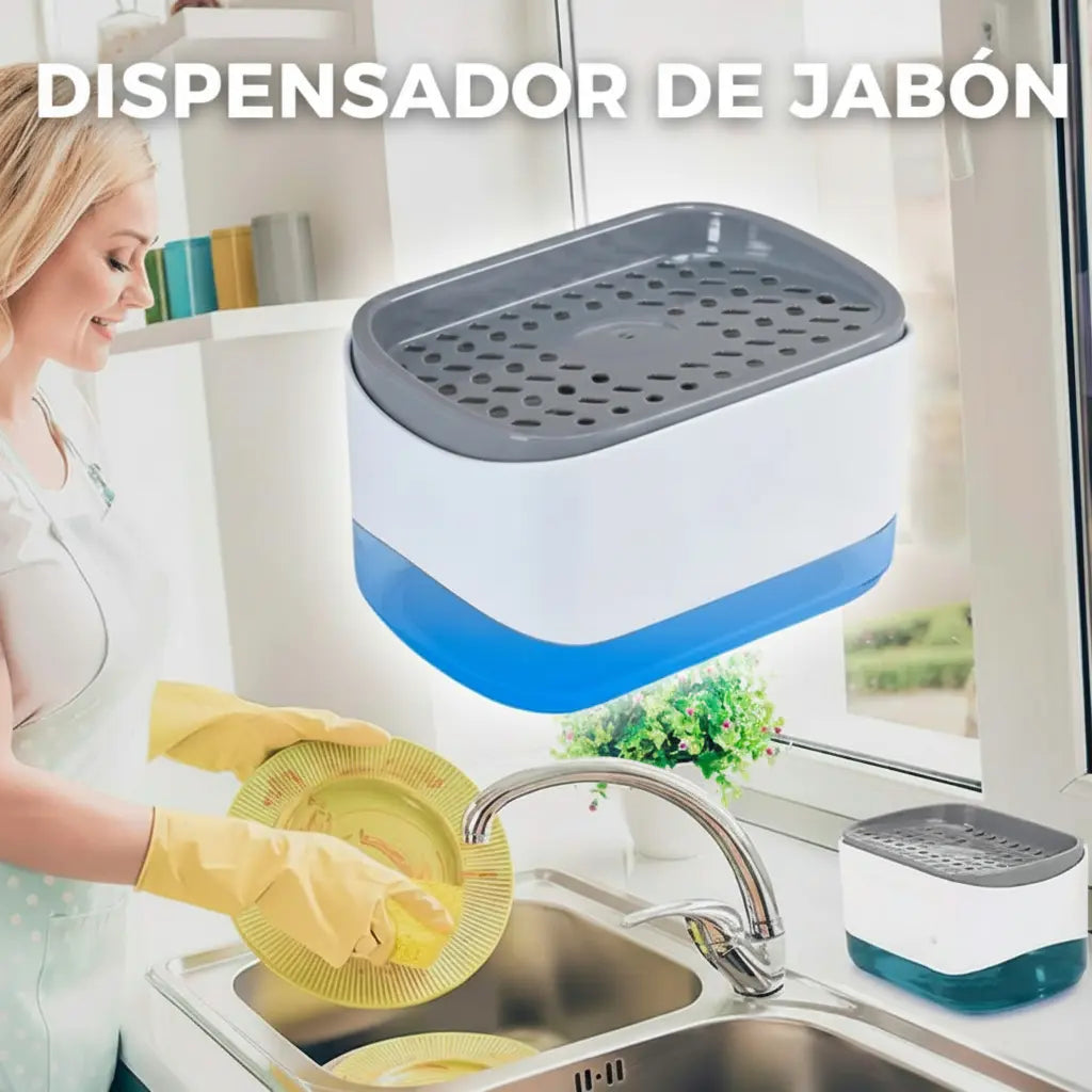Dispensador de Jabón 2 en 1 con Organizador de Esponja - Estación de Limpieza para Cocina Compacta y Antigoteo Pro 2026 - Conecta Chava Shop