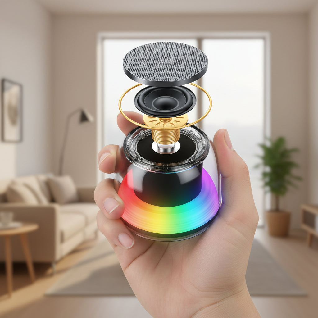 Altavoz Bluetooth Portátil con Sonido 360° y Luces RGB - Bocina Compacta Recargable Pro 2026 - Conecta Chava Shop