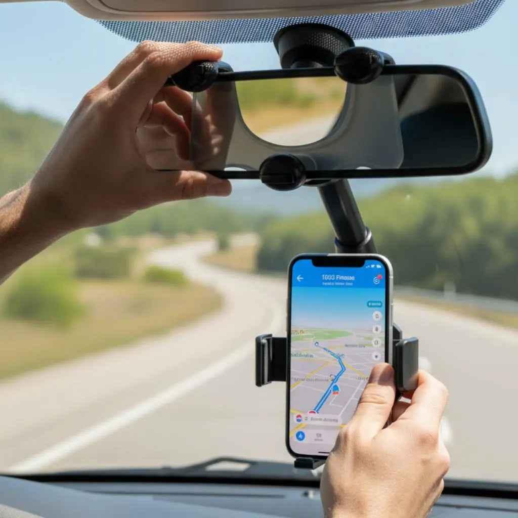 Soporte de Celular para Auto con Ajuste al Retrovisor - Sujeción de Seguridad con Rotación 360° y Brazo Extensible Pro 2026 - Conecta Chava Shop