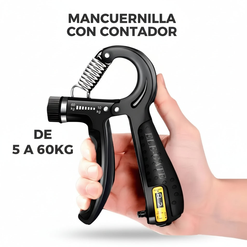 Pinza Ajustable para Entrenamiento de Agarre 5-60 kg - Fortalecedor de Mano y Antebrazo con Contador Pro 2026 - Conecta Chava Shop