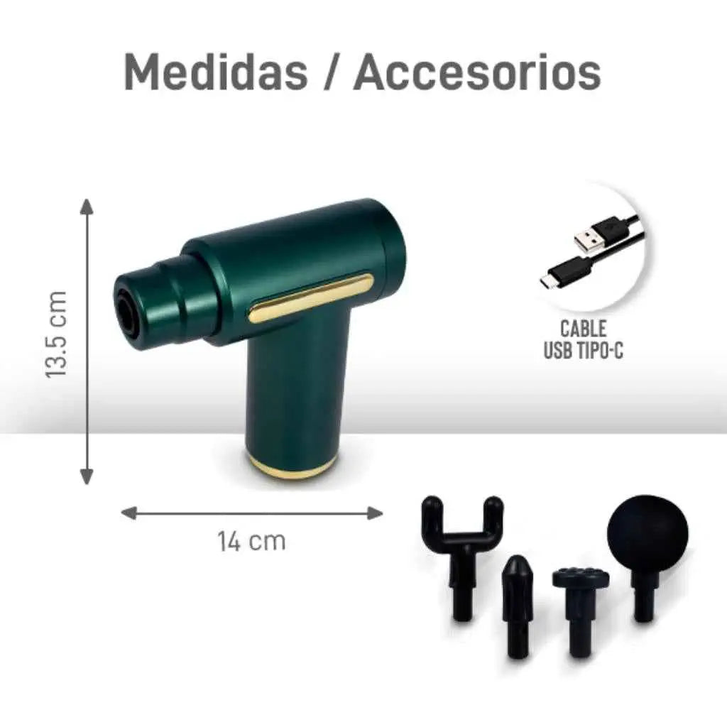 Pistola Masajeadora Deportiva Recargable con 6 Niveles de Intensidad - Masajeador Muscular Pro 2026 - Conecta Chava Shop
