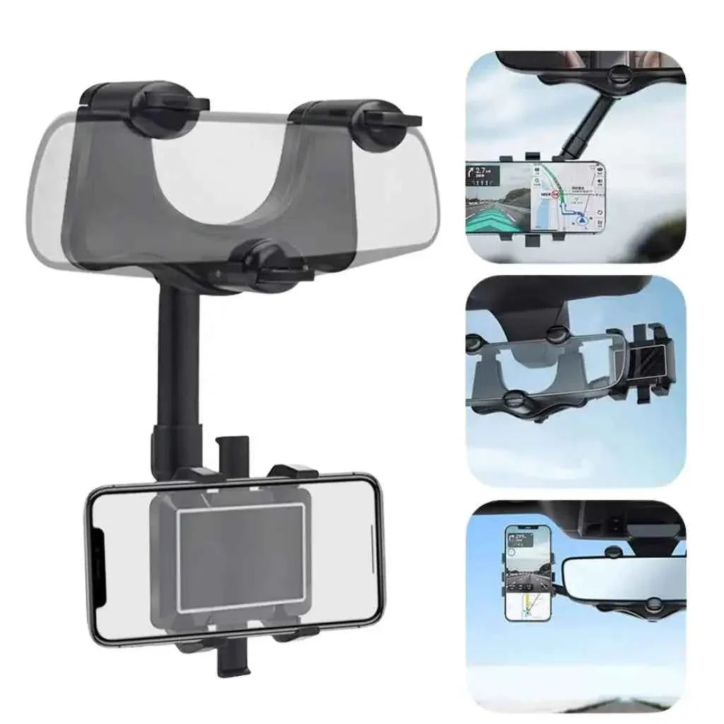 Soporte de Celular para Auto con Ajuste al Retrovisor - Sujeción de Seguridad con Rotación 360° y Brazo Extensible Pro 2026 - Conecta Chava Shop