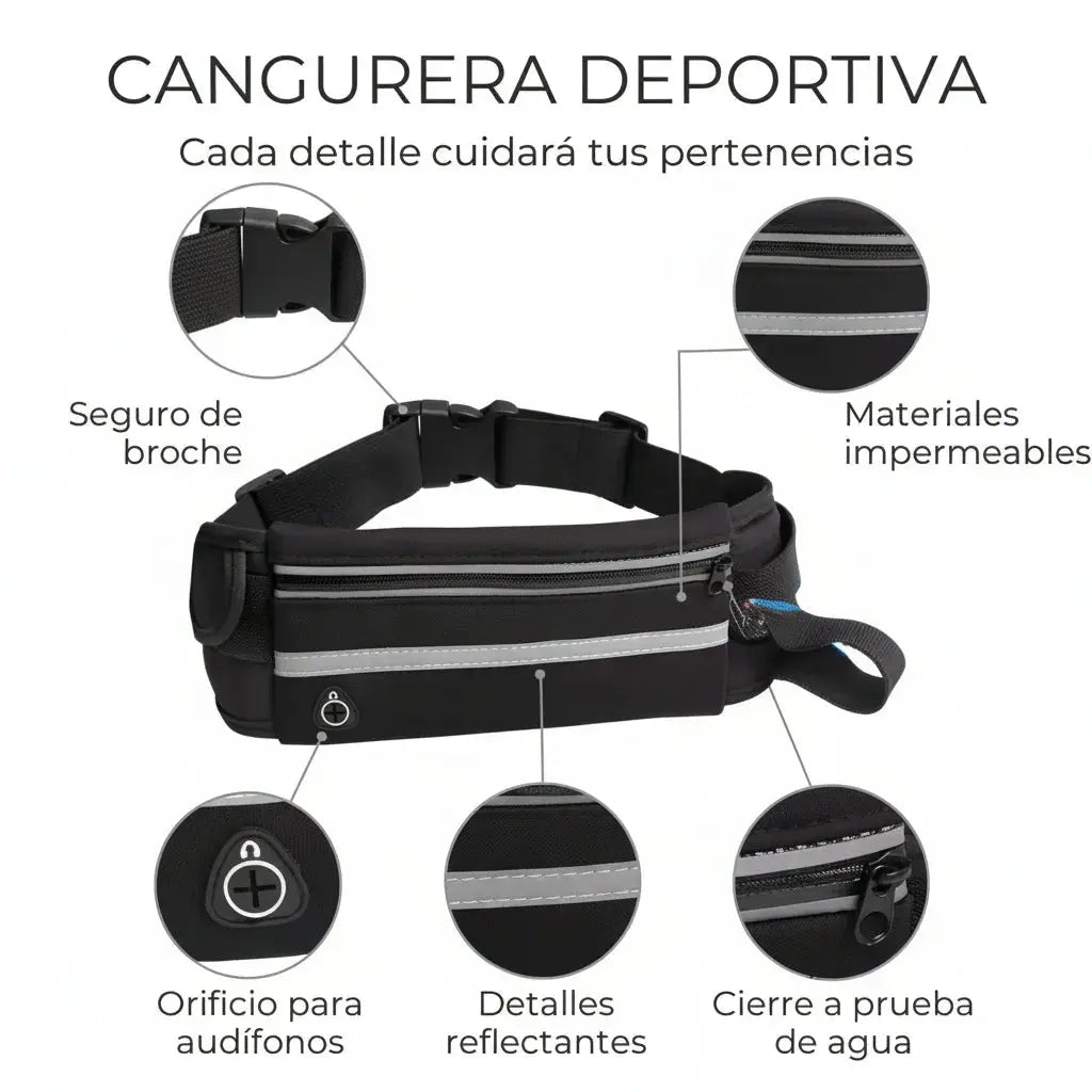 Cangurera Deportiva Impermeable para Running y Gym - Cinturón de Correr Ligero con Ajuste Antirrebote, Calidad Pro 2026 - Conecta Chava Shop