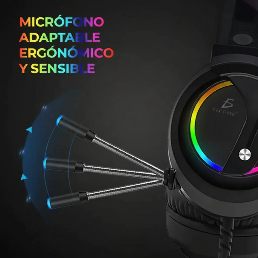 Audífonos Gamer Pro RGB con Sonido Envolvente - Auriculares RGB con Micrófono Retráctil y Diadema Ergonómica Pro 2026 - Conecta Chava Shop