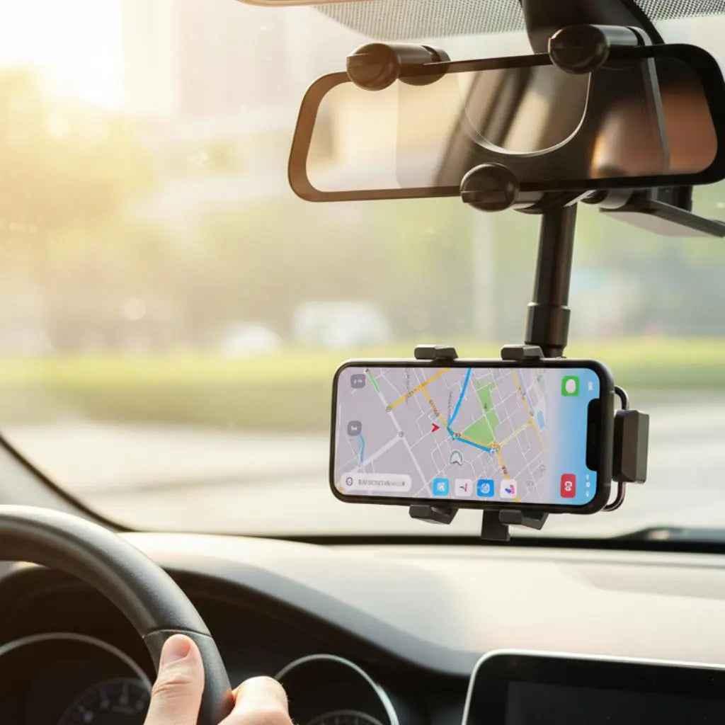 Soporte de Celular para Auto con Ajuste al Retrovisor - Sujeción de Seguridad con Rotación 360° y Brazo Extensible Pro 2026 - Conecta Chava Shop