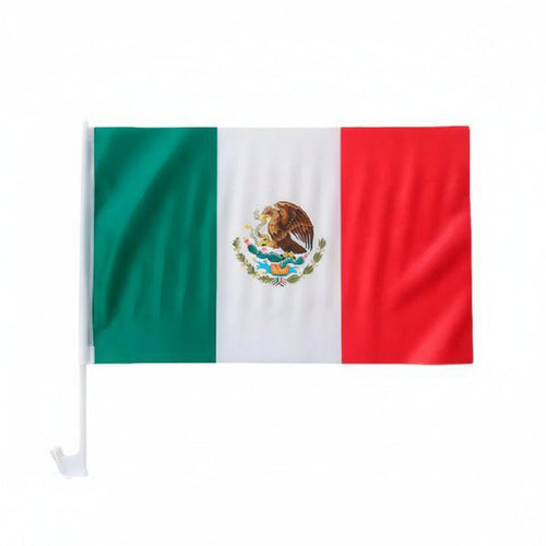 Bandera de México para Auto con Mástil y Soporte para Ventana - Pack de 2 Banderas Pro 2026 - Conecta Chava Shop