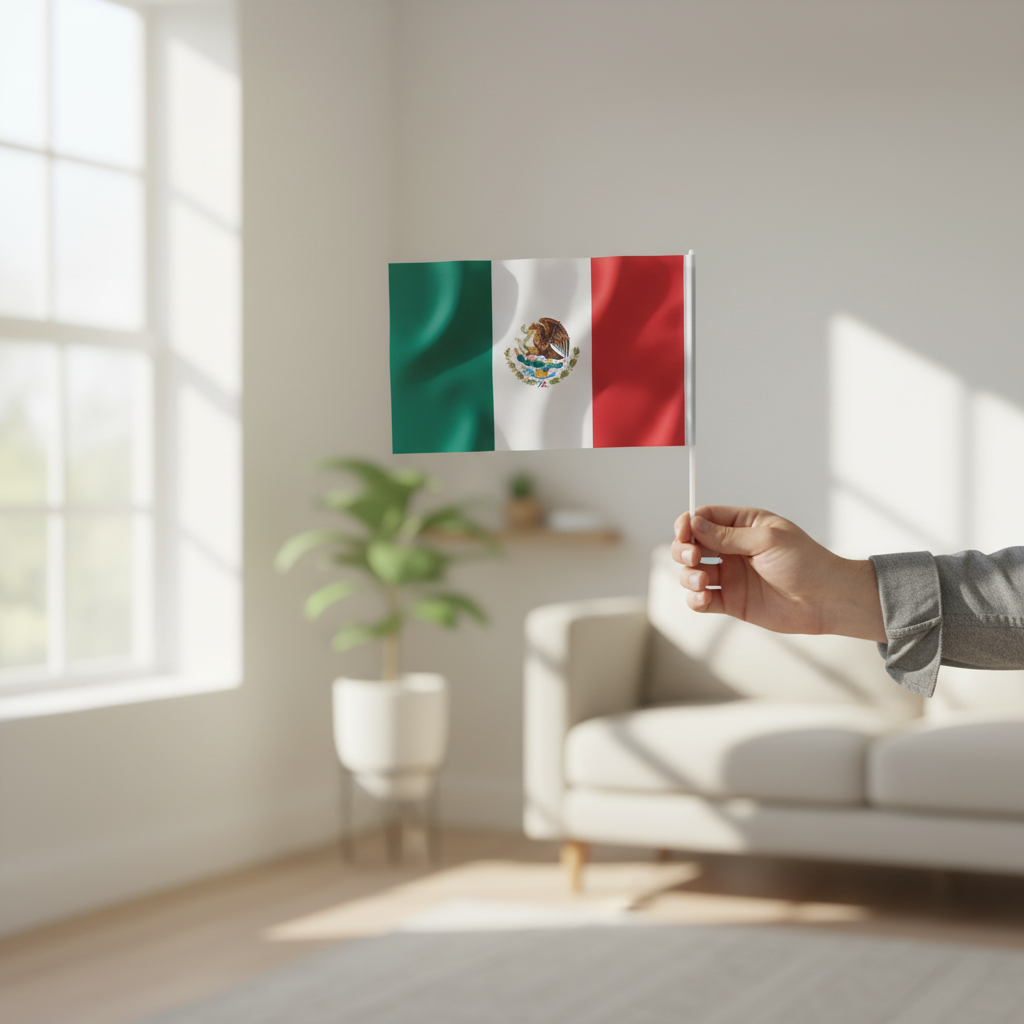 Bandera de México para Auto con Mástil y Soporte para Ventana - Pack de 2 Banderas Pro 2026 - Conecta Chava Shop