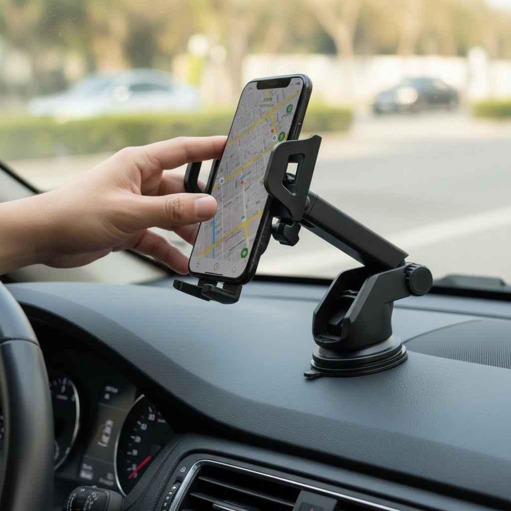 Soporte Celular para Auto con Ventosa de Succión Fuerte - Brazo Extensible Ajustable y Rotación 360° para Tablero y Parabrisas Pro 2026 - Conecta Chava Shop