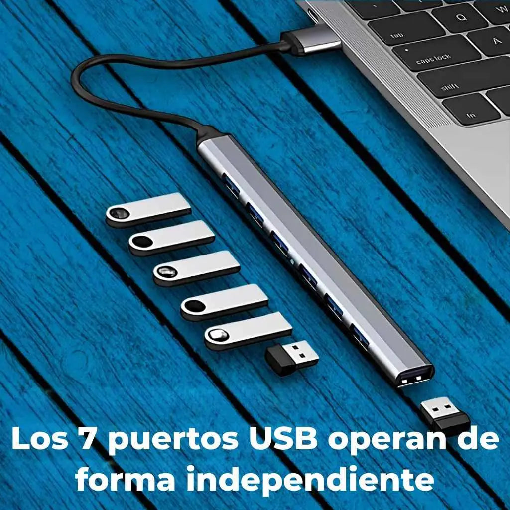 Hub USB de 7 Puertos Híbrido USB-C y USB-A - Estación de Datos de Alta Velocidad y Adaptador Multi-Puerto para Laptop Pro 2026 - Conecta Chava Shop