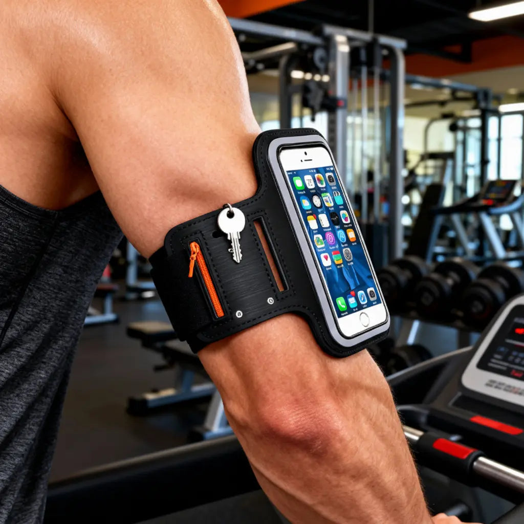 Funda Deportiva para Celular con Línea Reflectante - Brazalete Ajustable Impermeable para Correr y Gym Pro 2026 - Conecta Chava Shop