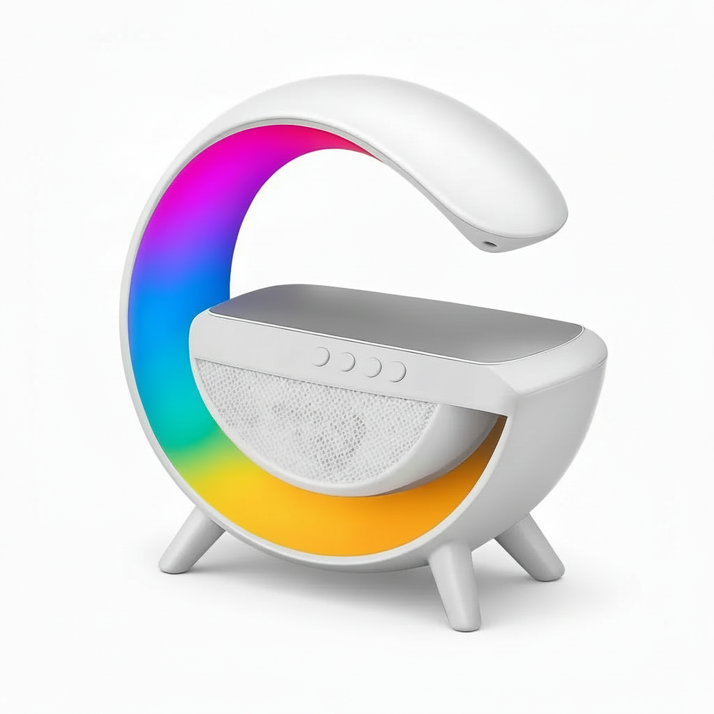 Bocina Lámpara RGB Bluetooth Inteligente con Cargador Inalámbrico 15W - Estación Inteligente Smart Home Pro 2026 - Conecta Chava Shop