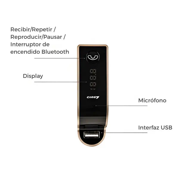 Transmisor Bluetooth para Auto con Respuesta 1 Clic - Manos Libres Inalámbrico, Reproductor MP3 USB y Micro SD, Conducción Segura Pro - Conecta Chava Shop