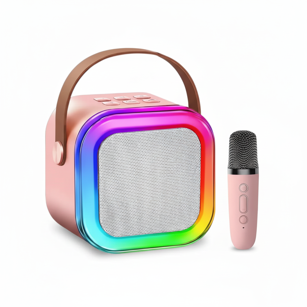 Mini Máquina de Karaoke Portátil con Micrófono Inalámbrico y Luces LED RGB - Altavoz Bluetooth con 4 Efectos de Voz Pro 2026 - Conecta Chava Shop