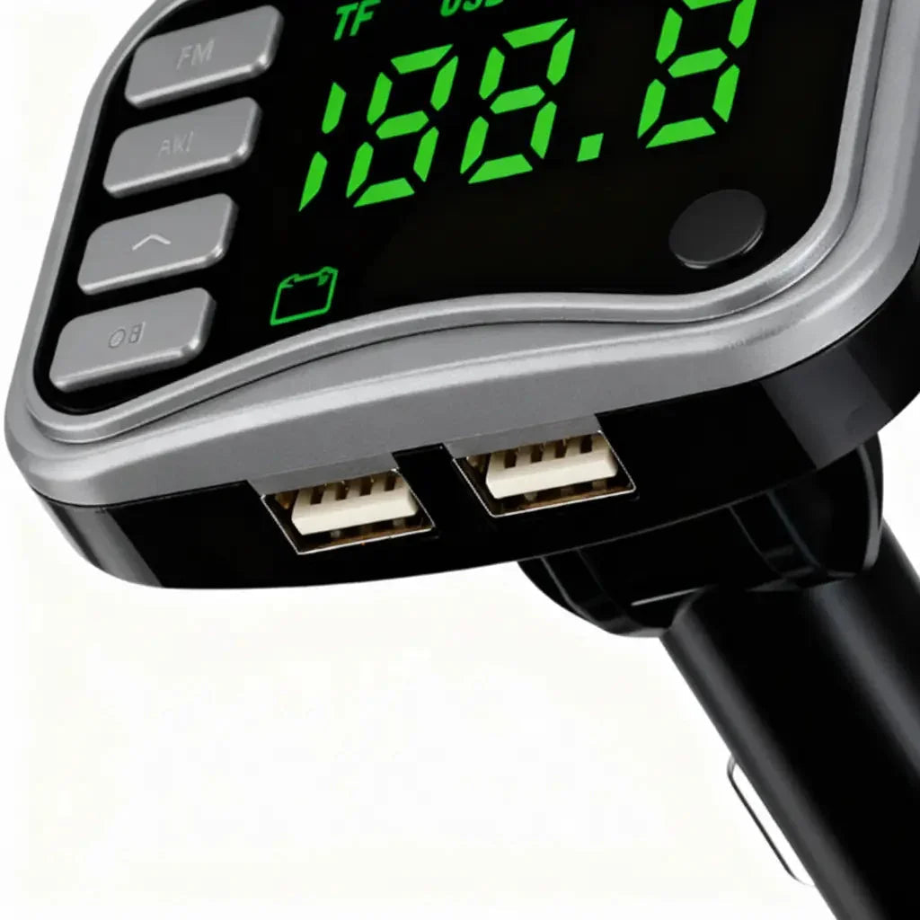 Transmisor Bluetooth FM con Pantalla Gigante Digital - Reproductor MP3 para Auto, Manos Libres y Doble Carga USB, Calidad Pro 2026 - Conecta Chava Shop