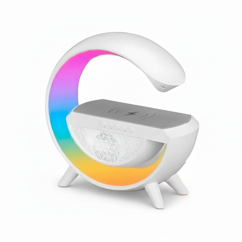 Bocina Lámpara RGB Bluetooth Inteligente con Cargador Inalámbrico 15W - Estación Inteligente Smart Home Pro 2026 - Conecta Chava Shop