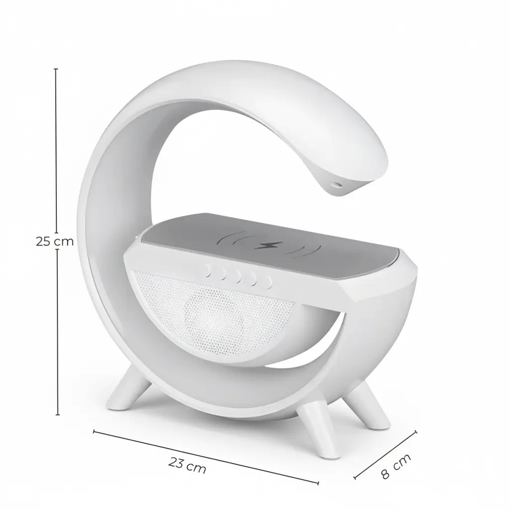 Bocina Lámpara RGB Bluetooth Inteligente con Cargador Inalámbrico 15W - Estación Inteligente Smart Home Pro 2026 - Conecta Chava Shop