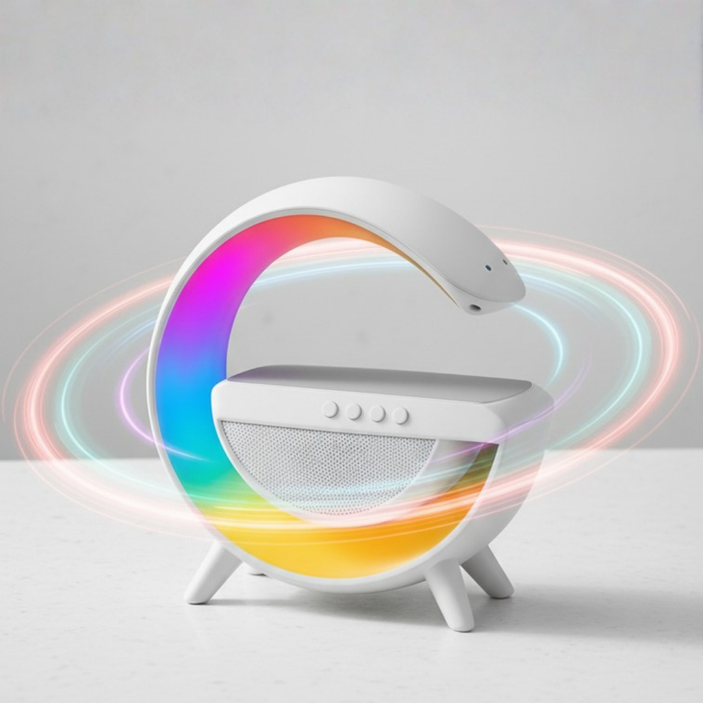 Bocina Lámpara RGB Bluetooth Inteligente con Cargador Inalámbrico 15W - Estación Inteligente Smart Home Pro 2026 - Conecta Chava Shop