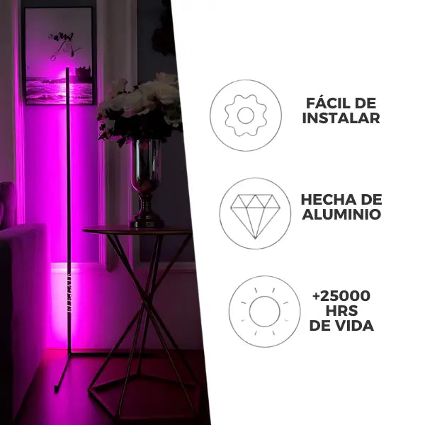 Lámpara de Esquina RGB Gamer de 156 cm - Iluminación Ambiental de Pared con Control de Brillo Pro 2026 - Conecta Chava Shop