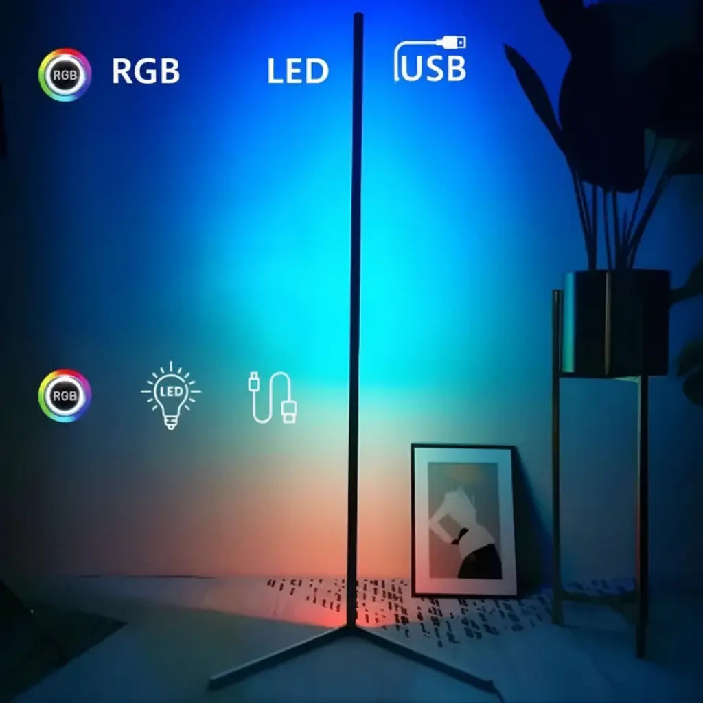 Lámpara de Esquina RGB Gamer de 156 cm - Iluminación Ambiental de Pared con Control de Brillo Pro 2026 - Conecta Chava Shop