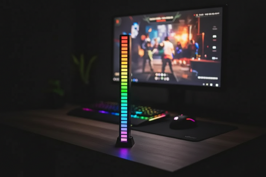 Barra de Luz LED RGB Reactiva al Sonido con 32 LEDs - Visualizador rítmico con Control por App y USB, Iluminación Gamer Pro 2026 - Conecta Chava Shop