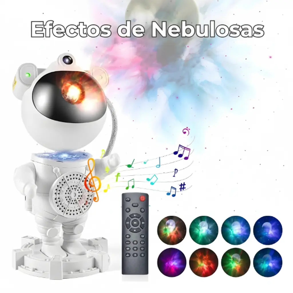 Proyector Estelar Galaxia Astronauta con Parlante Bluetooth - Luces Multicolor y Proyección 360°, Sonido Inmersivo para Recámara Pro 2026 - Conecta Chava Shop