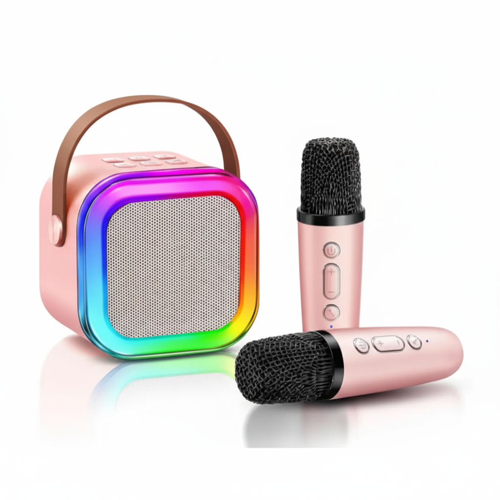 Mini Máquina de Karaoke Portátil con Micrófono Inalámbrico y Luces LED RGB - Altavoz Bluetooth con 4 Efectos de Voz Pro 2026 - Conecta Chava Shop