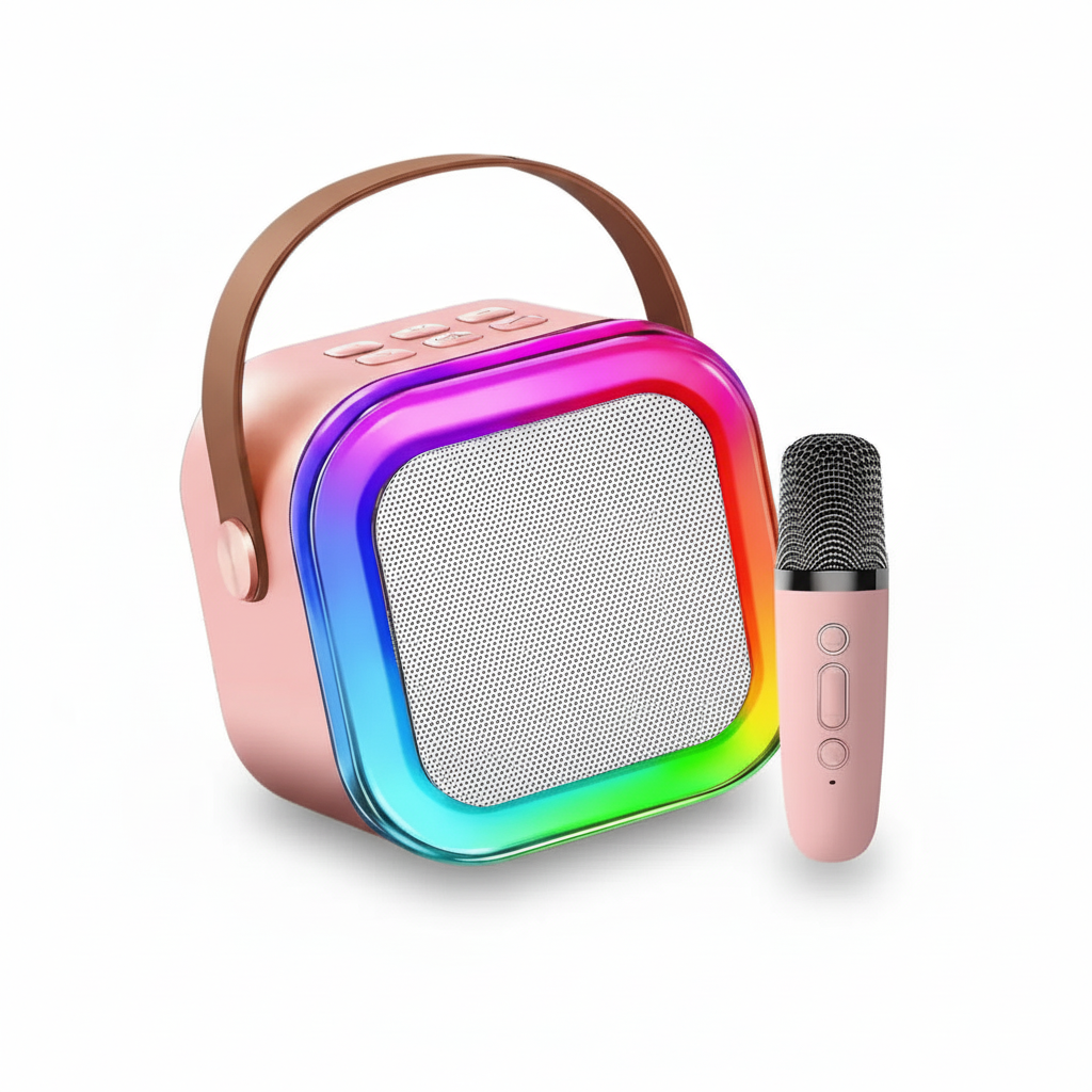 Mini Máquina de Karaoke Portátil con Micrófono Inalámbrico y Luces LED RGB - Altavoz Bluetooth con 4 Efectos de Voz Pro 2026 - Conecta Chava Shop