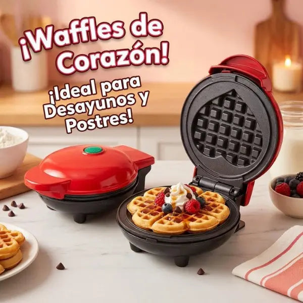 Waflera Eléctrica en forma de Corazón - Máquina de Waffles Antiadherente para Desayunos Románticos y Diseño Compacto Pro 2026 - Conecta Chava Shop