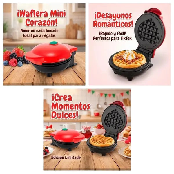 Waflera Eléctrica en forma de Corazón - Máquina de Waffles Antiadherente para Desayunos Románticos y Diseño Compacto Pro 2026 - Conecta Chava Shop