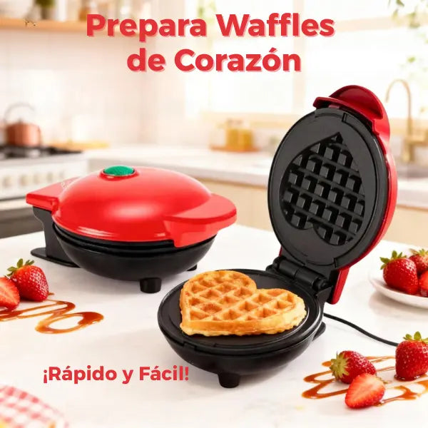 Waflera Eléctrica en forma de Corazón - Máquina de Waffles Antiadherente para Desayunos Románticos y Diseño Compacto Pro 2026 - Conecta Chava Shop