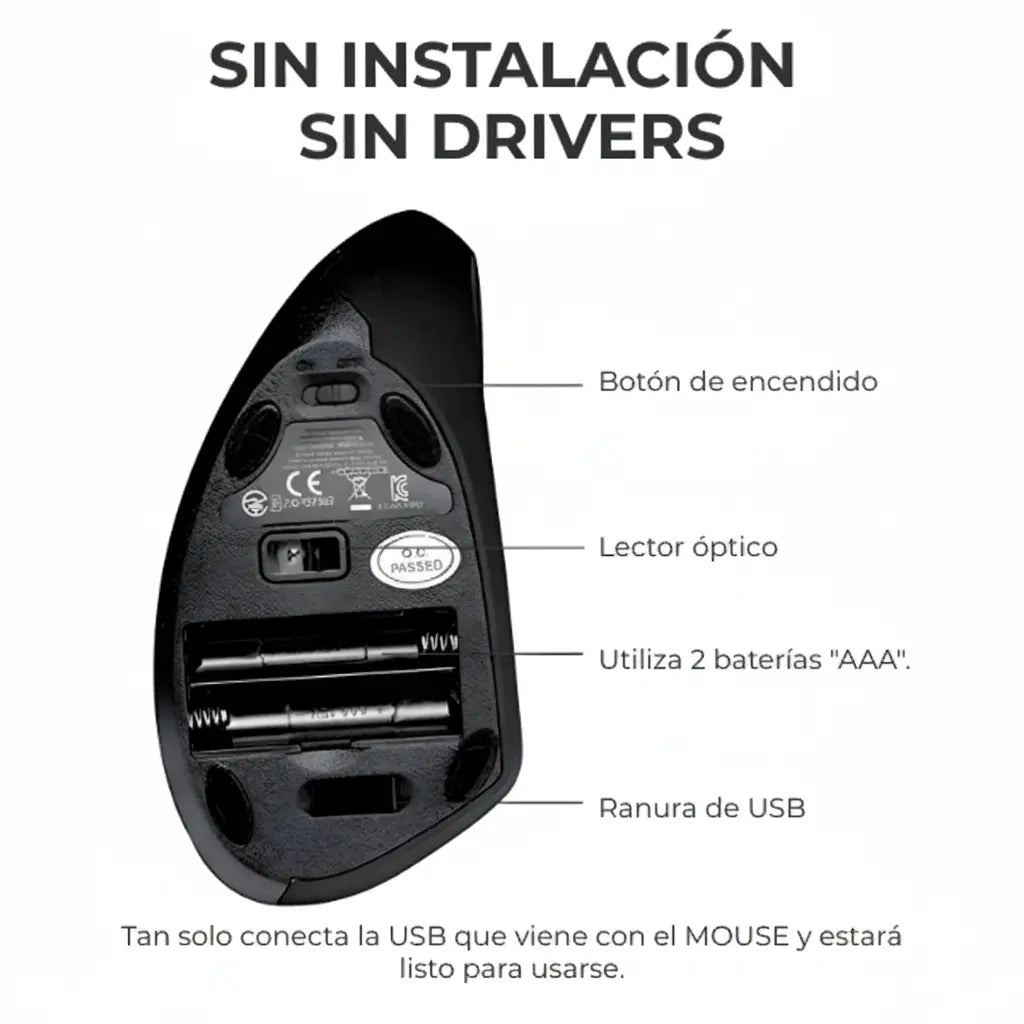 Mouse Ergonómico Inalámbrico de Alta Precisión - Diseño Vertical para Aliviar Tensión Pro 2026 - Conecta Chava Shop