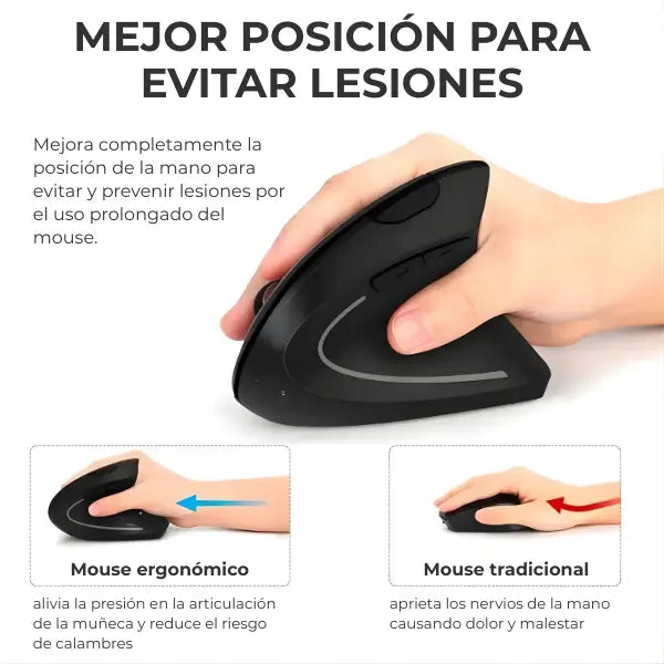 Mouse Ergonómico Inalámbrico de Alta Precisión - Diseño Vertical para Aliviar Tensión Pro 2026 - Conecta Chava Shop