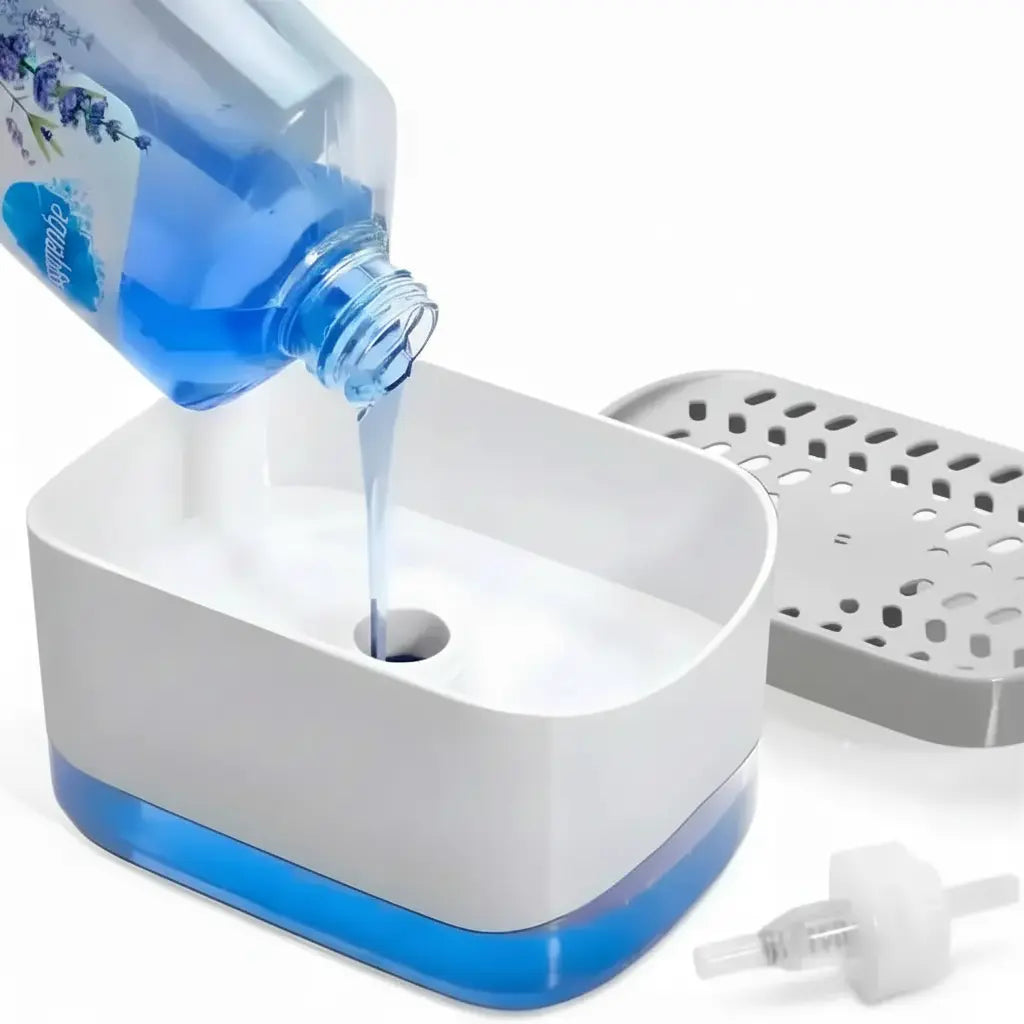 Dispensador de Jabón 2 en 1 con Organizador de Esponja - Estación de Limpieza para Cocina Compacta y Antigoteo Pro 2026 - Conecta Chava Shop