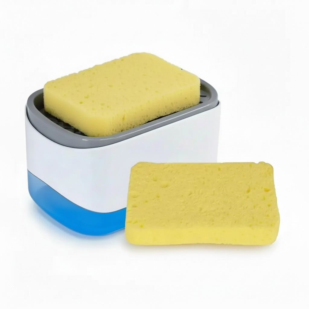 Dispensador de Jabón 2 en 1 con Organizador de Esponja - Estación de Limpieza para Cocina Compacta y Antigoteo Pro 2026 - Conecta Chava Shop