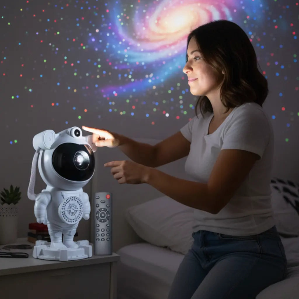 Proyector Estelar Galaxia Astronauta con Parlante Bluetooth - Luces Multicolor y Proyección 360°, Sonido Inmersivo para Recámara Pro 2026 - Conecta Chava Shop