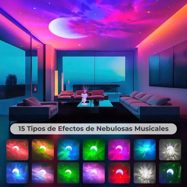 Proyector Estelar Galaxia Astronauta con Parlante Bluetooth - Luces Multicolor y Proyección 360°, Sonido Inmersivo para Recámara Pro 2026 - Conecta Chava Shop