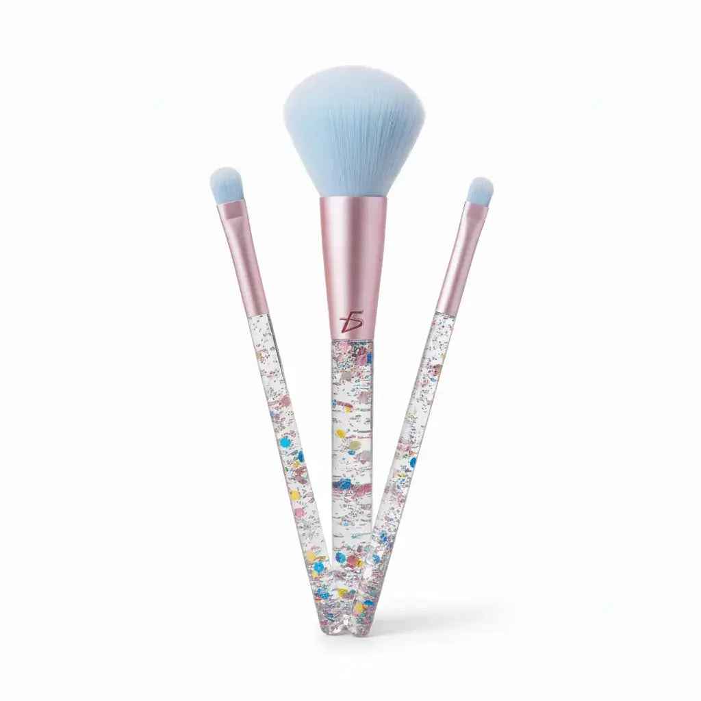 Set de 7 Brochas de Maquillaje Kawaii con Glitter - Kit de Pinceles Profesionales Ultra Suaves para Rostro y Ojos Pro 2026 - Conecta Chava Shop