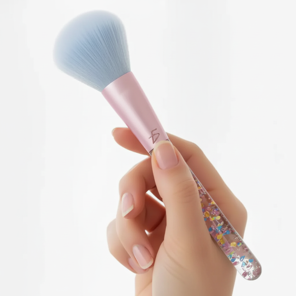 Set de 7 Brochas de Maquillaje Kawaii con Glitter - Kit de Pinceles Profesionales Ultra Suaves para Rostro y Ojos Pro 2026 - Conecta Chava Shop