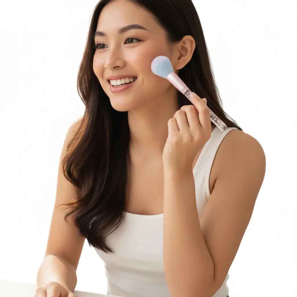 Set de 7 Brochas de Maquillaje Kawaii con Glitter - Kit de Pinceles Profesionales Ultra Suaves para Rostro y Ojos Pro 2026 - Conecta Chava Shop