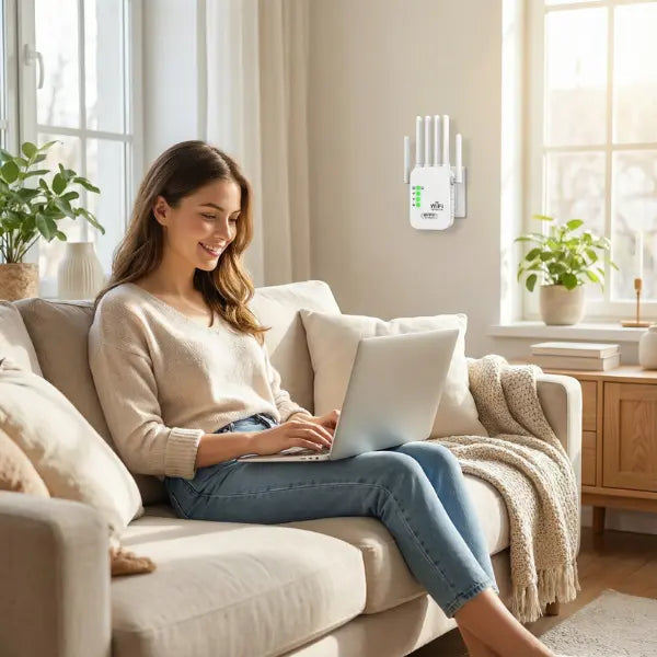 Repetidor WiFi Doble Banda 1200 Mbps de Largo Alcance - Amplificador de Señal 5G/2.4G para Casas Grandes Pro 2026 - Conecta Chava Shop