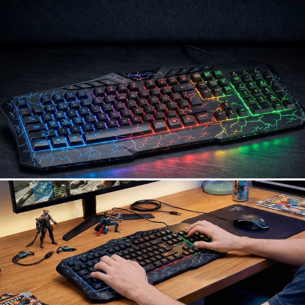 Teclado Gamer RGB en Español de Alta Respuesta - Teclado para Juegos USB Plug & Play con Iluminación LED Dinámica, Calidad Pro 2026 - Conecta Chava Shop