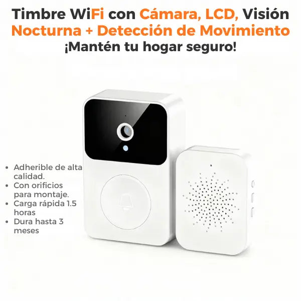 Timbre WiFi con Cámara y Visión Nocturna - Video Portero Inteligente con Detección de Movimiento Pro 2026 - Conecta Chava Shop