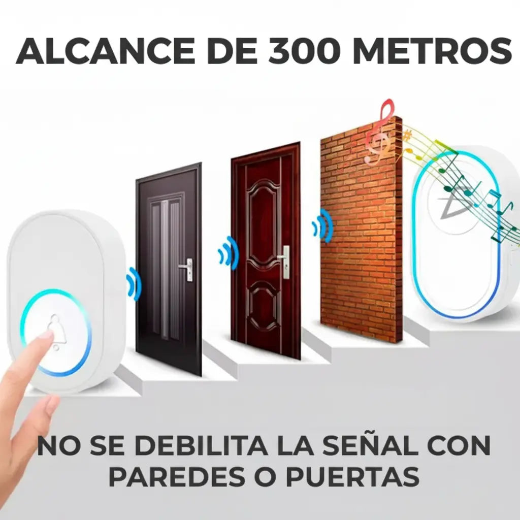 Timbre Inalámbrico con Luces RGB y 39 Melodías - Timbre Digital de Largo Alcance con Botón Resistente al Agua IP44 Pro 2026 - Conecta Chava Shop