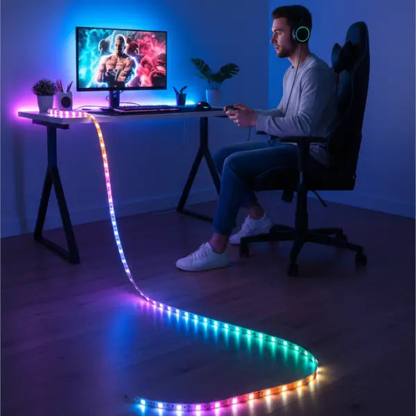 Tira LED RGB de 7 Metros con Control Bluetooth - Luces Inteligentes para Setup Gamer y Habitación Pro 2026 - Conecta Chava Shop