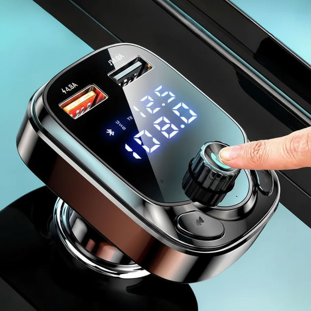 Transmisor Bluetooth 5.0 para Auto con Reproductor MP3 - Adaptador de Radio FM con Doble Puerto USB Pro 2026 - Conecta Chava Shop