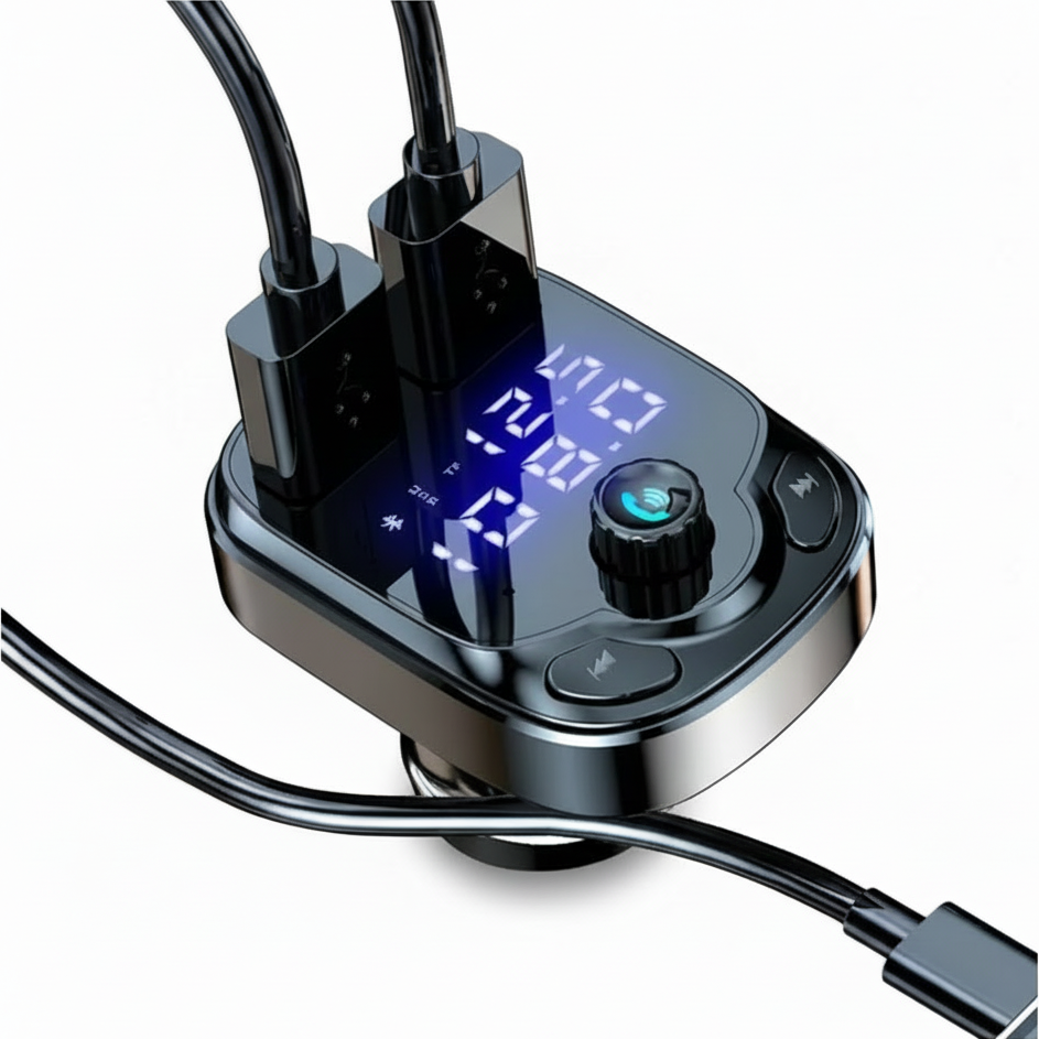Transmisor Bluetooth 5.0 para Auto con Reproductor MP3 - Adaptador de Radio FM con Doble Puerto USB Pro 2026 - Conecta Chava Shop
