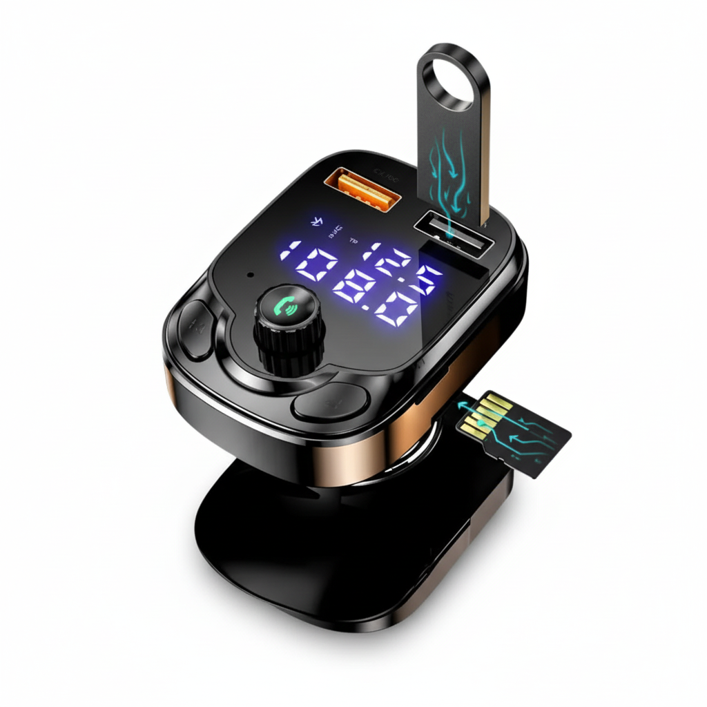 Transmisor Bluetooth 5.0 para Auto con Reproductor MP3 - Adaptador de Radio FM con Doble Puerto USB Pro 2026 - Conecta Chava Shop