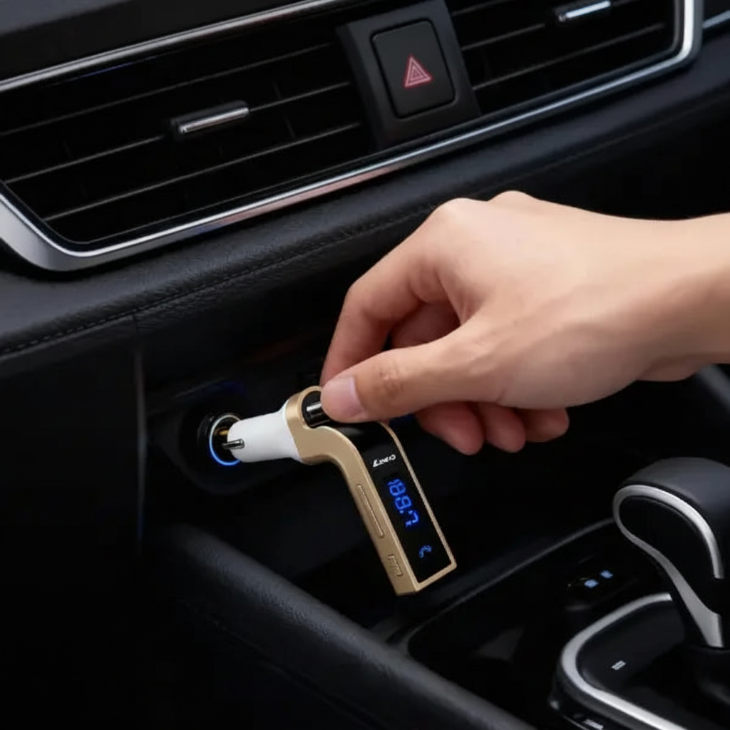 Transmisor Bluetooth para Auto con Respuesta 1 Clic - Manos Libres Inalámbrico, Reproductor MP3 USB y Micro SD, Conducción Segura Pro - Conecta Chava Shop