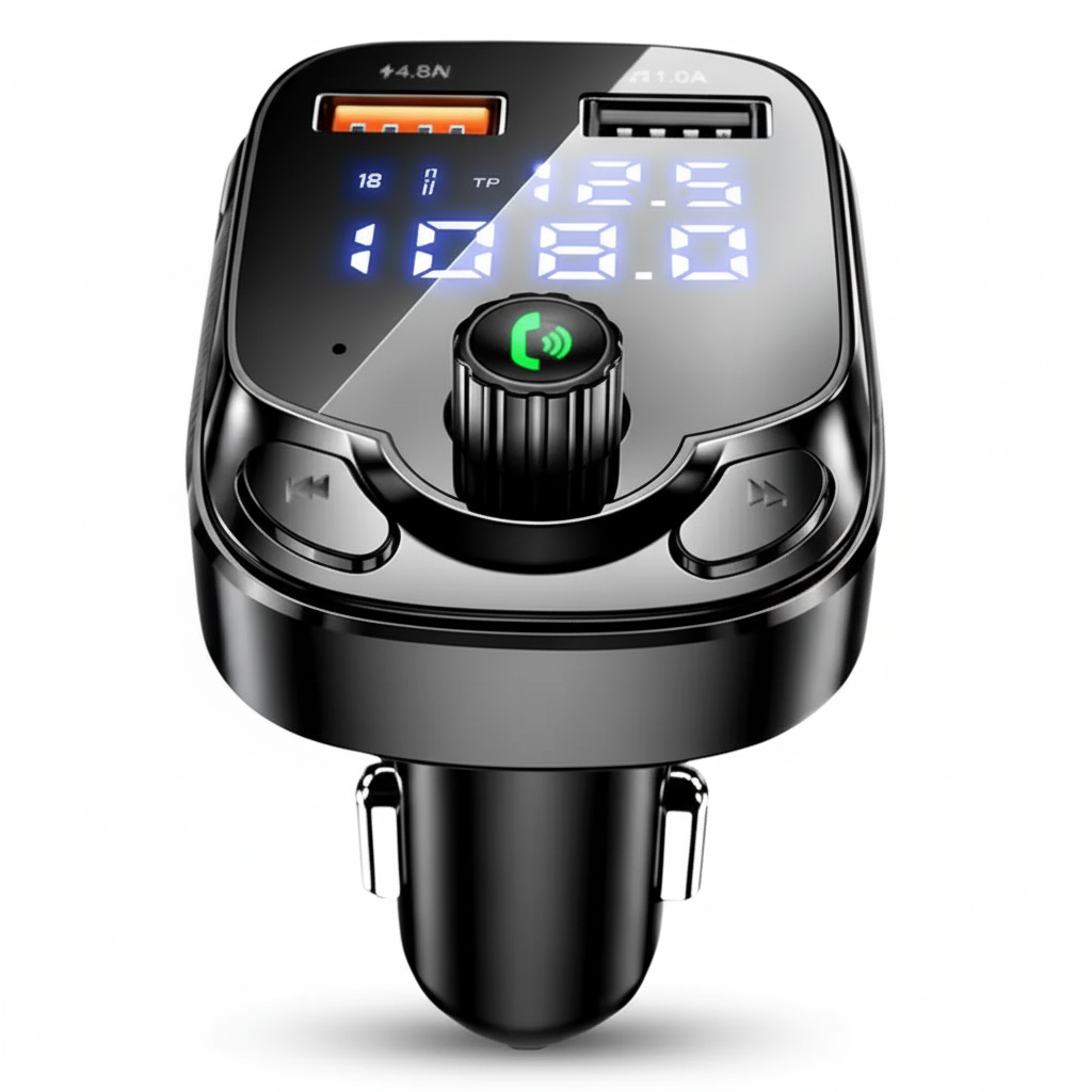Transmisor Bluetooth 5.0 para Auto con Reproductor MP3 - Adaptador de Radio FM con Doble Puerto USB Pro 2026 - Conecta Chava Shop