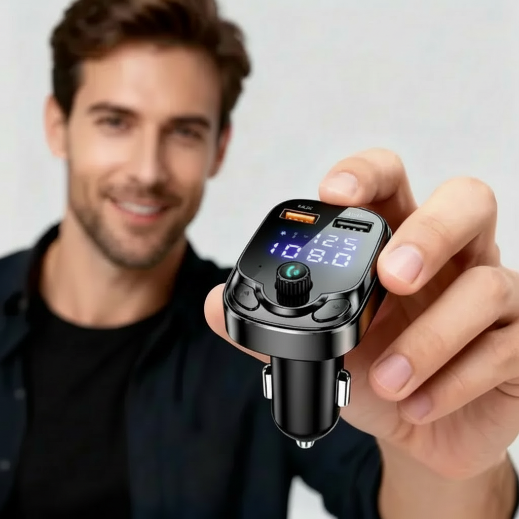 Transmisor Bluetooth 5.0 para Auto con Reproductor MP3 - Adaptador de Radio FM con Doble Puerto USB Pro 2026 - Conecta Chava Shop